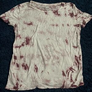 Mudd Maroon and White Tie-Dye Short Sleeve Tee